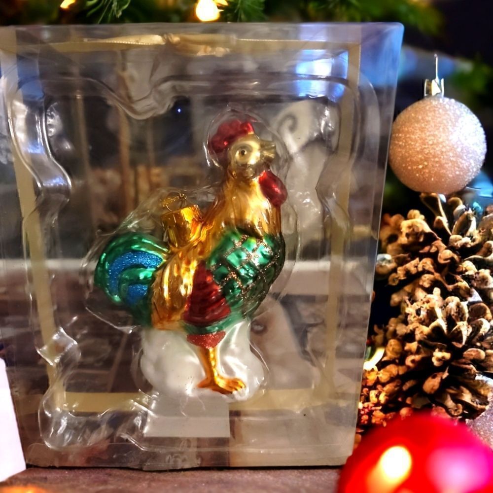 Rooster Glass Ornament 